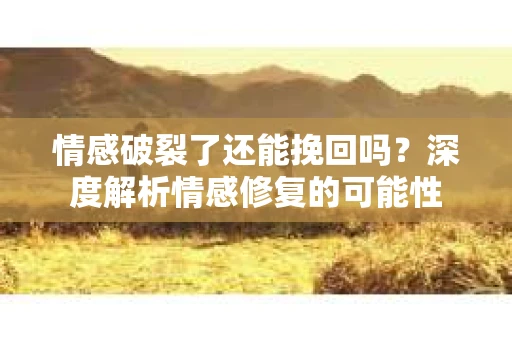 情感破裂了还能挽回吗？深度解析情感修复的可能性