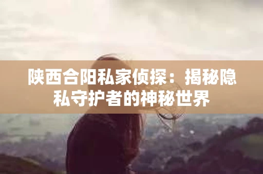 陕西合阳私家侦探：揭秘隐私守护者的神秘世界