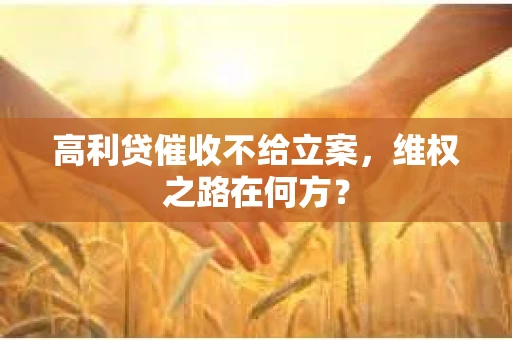 高利贷催收不给立案，维权之路在何方？