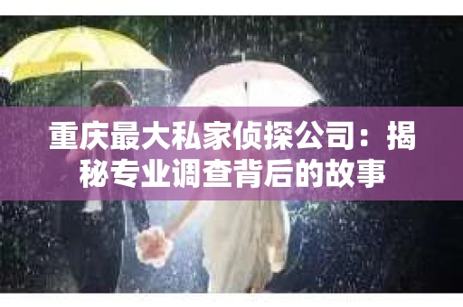 重庆最大私家侦探公司：揭秘专业调查背后的故事