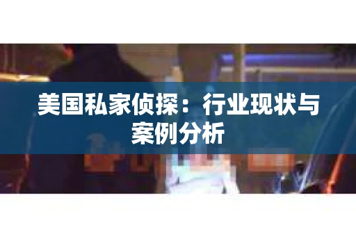 美国私家侦探:行业现状与案例分析 美国私家侦探:行业现状与案例分析